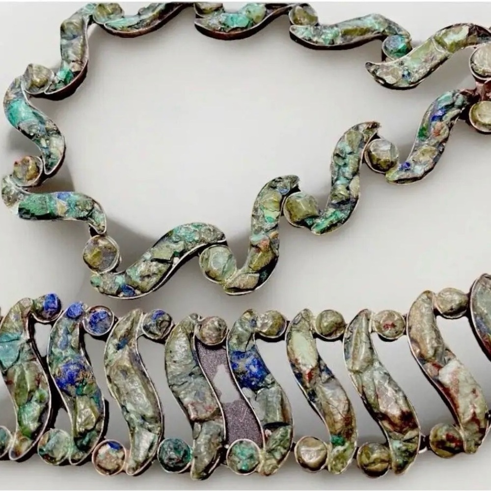 1940s Porcayo of Los Catillos Taxco Jewelry Necklace Earrings Bracelet Set